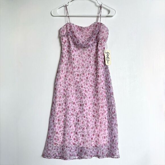 Steppin' Out Dresses & Skirts - Vintage Deadstock 90s Y2K Steppin’ Out Pink Floral Slip Dress Fairy Croquette -